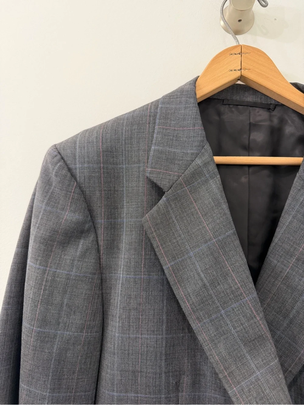 Vintage Hickey Freeman Charcoal Gray Windowpane Boardroom Collection Blazer